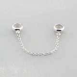 925 Sterling Silver Stopper Safety Chain Charm Bead Fit 3mm Bracelets