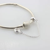 925 Sterling Silver Stopper Safety Chain Charm Bead Fit 3mm Bracelets