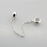 925 Sterling Silver Stopper Safety Chain Charm Bead Fit 3mm Bracelets