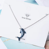 925 Silver Dolphin Cz Pendant Necklaces Women Jewelry Wedding Gift