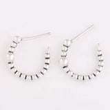 925 Silver Bead Hoop Earrings Women's Gift DIY Jewelry