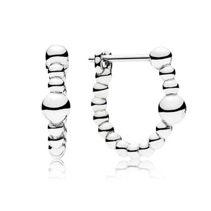 925 Silver Bead Hoop Earrings Women's Gift DIY Jewelry