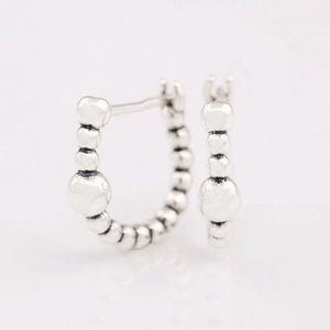 925 Silver Bead Hoop Earrings Women's Gift DIY Jewelry