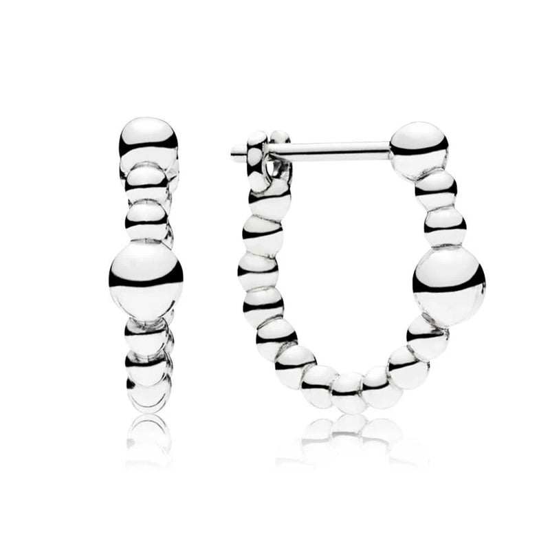 925 Silver Bead Hoop Earrings DIY Jewelry