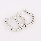 925 Silver Bead Hoop Earrings Women's Gift DIY Jewelry