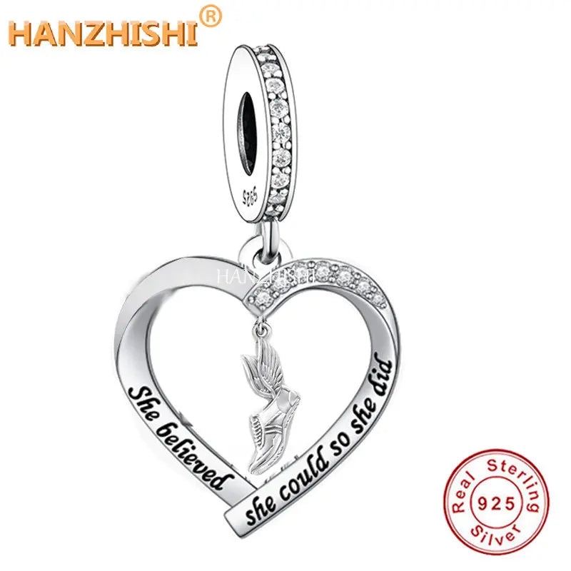 925 Silver Running Dangle Charm for Bracelet Necklace DIY