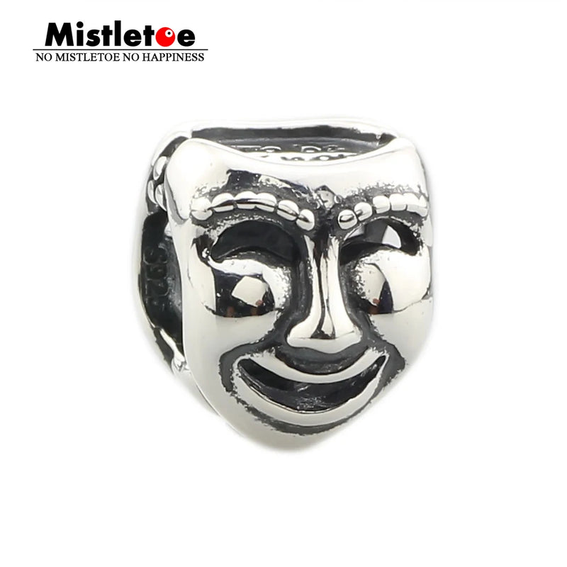 925 Silver Theater Masks Charm Bead for Bracelet
