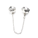 925 Silver Bead Charm Bow Safety Chain for Bracelet Bangle