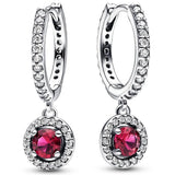 925 Silver Timeless Red Sparkling Hoop Earrings Wedding Jewelry