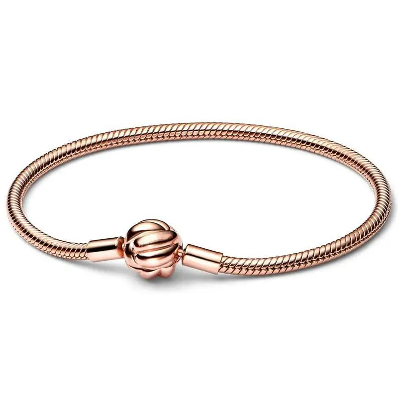 925 Silver Rose Love Knot Bracelet Bangle for DIY Jewelry