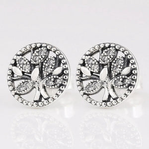925 Silver Tree of Life Stud Earrings Gift DIY Jewelry