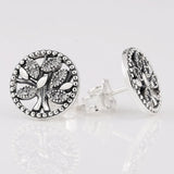 925 Silver Tree of Life Stud Earrings Gift DIY Jewelry