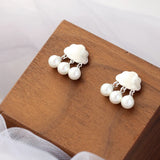 925 Silver Charm Eardrop w/ Pearl Cloud Raindrop Earring