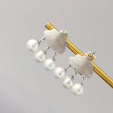 925 Silver Charm Eardrop w/ Pearl Cloud Raindrop Earring