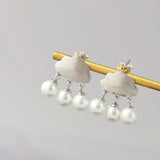 925 Silver Charm Eardrop w/ Pearl Cloud Raindrop Earring