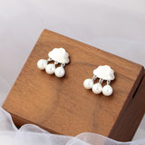 925 Silver Charm Eardrop w/ Pearl Cloud Raindrop Earring