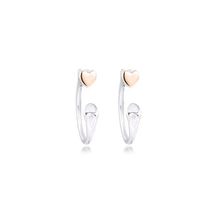 925 Silver Two Hearts Hoop Earrings for Women Girls