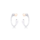 925 Silver Two Hearts Hoop Earrings for Women Girls