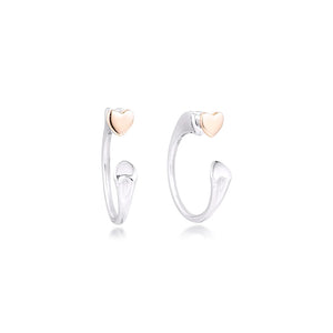 925 Silver Two Hearts Hoop Earrings for Women Girls