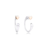 925 Silver Two Hearts Hoop Earrings for Women Girls