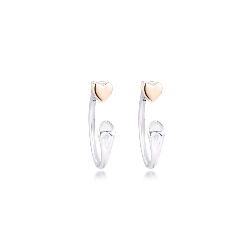 925 Silver Two Hearts Hoop Earrings for Women Girls