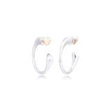 925 Silver Two Hearts Hoop Earrings for Women Girls
