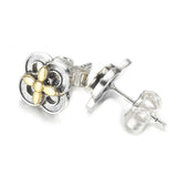 925 Silver Two-tone Flower Stud Earrings For Women Gift DIY Jewelry