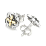 925 Silver Two-tone Flower Stud Earrings For Women Gift DIY Jewelry
