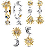 925 Silver Sun & Moon Hoop Earrings, Women's Gift Jewelry