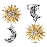925 Silver Sun & Moon Hoop Earrings, Women's Gift Jewelry