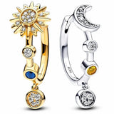 925 Silver Sun & Moon Hoop Earrings, Women's Gift Jewelry