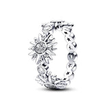 925 Silver Sun Crystal Ring Earring