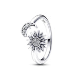 925 Silver Sun Crystal Ring Earring