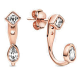 925 Silver U-shaped Hoop Earring with Crystal for Women