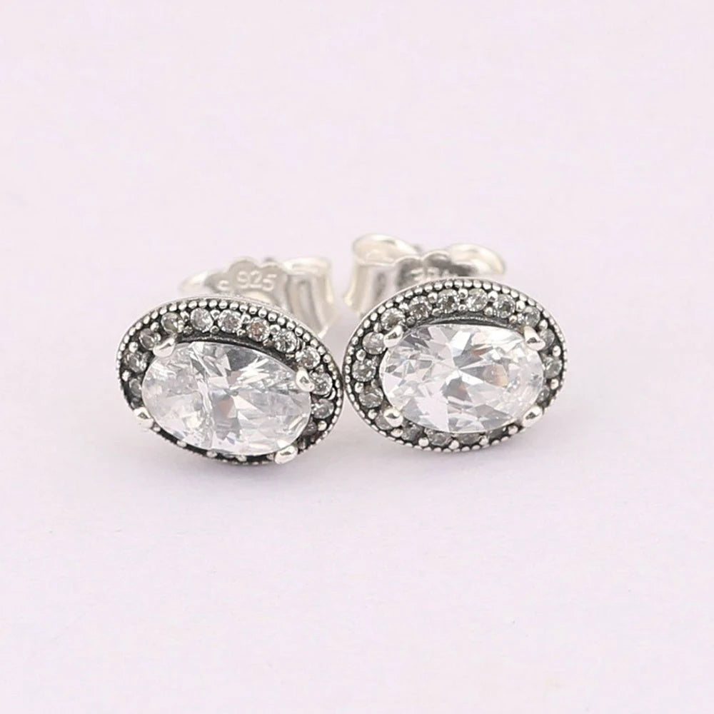 925 Silver Vintage Elegance Stud Earrings Women's Gift DIY Jewelry