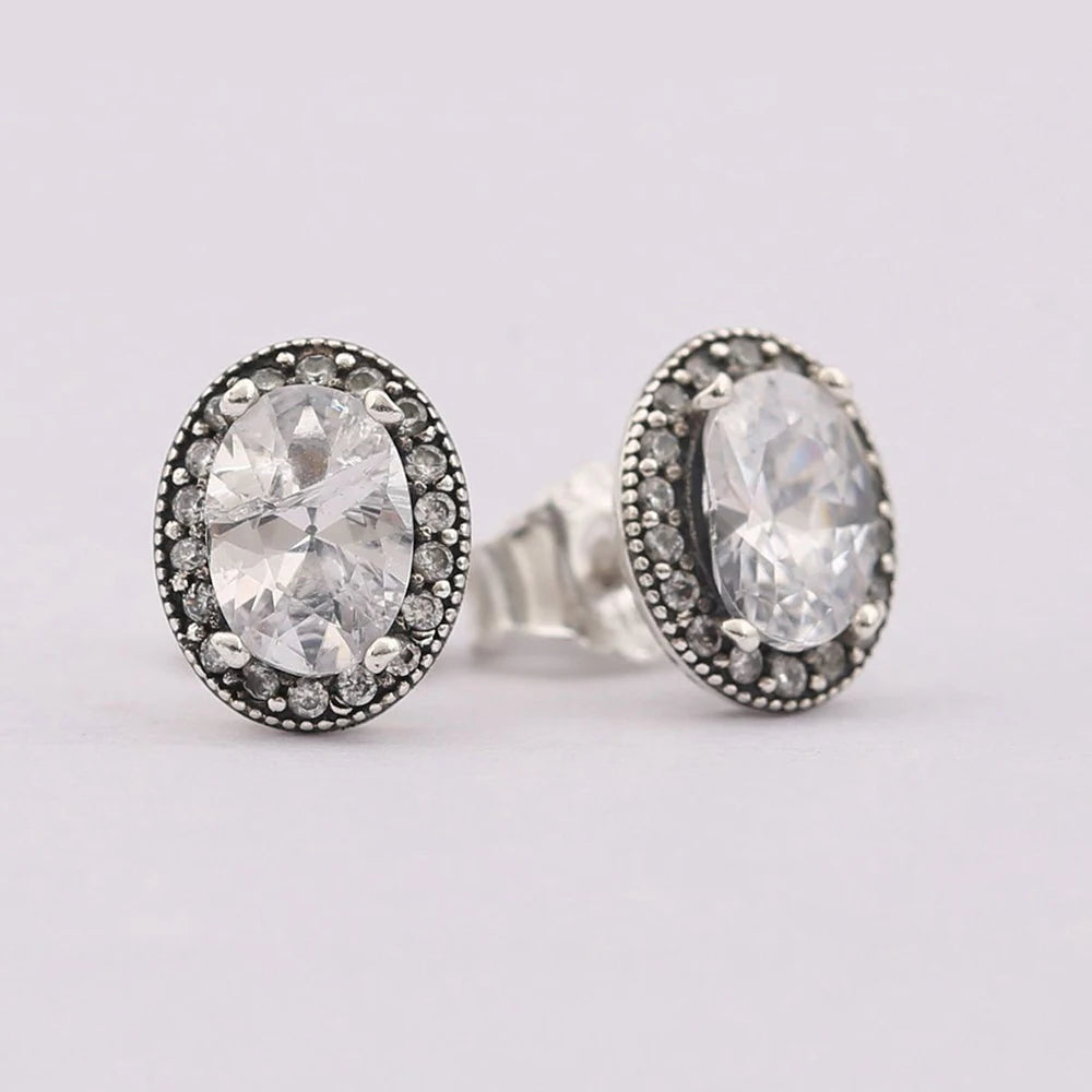 925 Silver Vintage Elegance Stud Earrings Women's Gift DIY Jewelry
