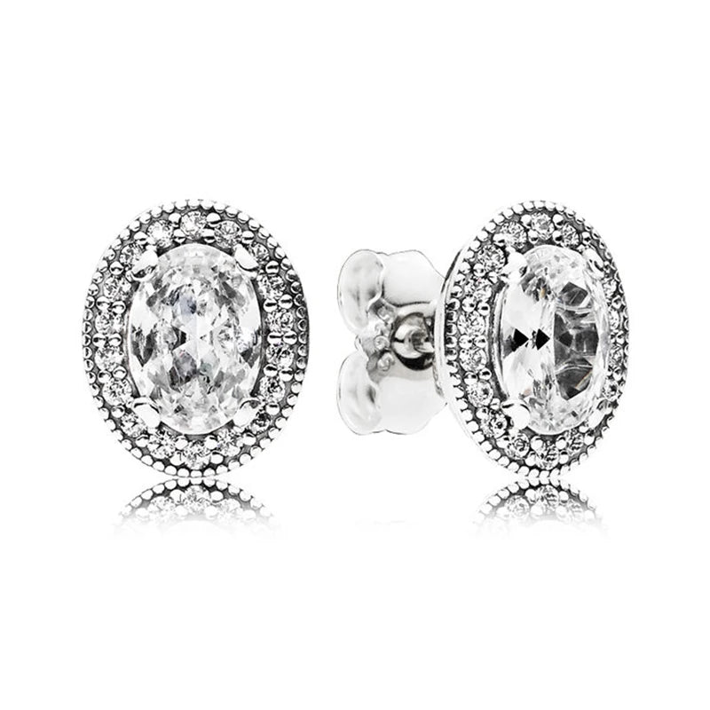925 Silver Vintage Elegance Stud Earrings Women's Gift DIY Jewelry