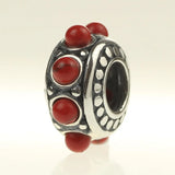 925 Silver Vintage Red Spacer Charm Bead for Bracelet