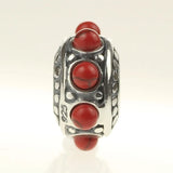 925 Silver Vintage Red Spacer Charm Bead for Bracelet