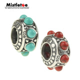 925 Silver Vintage Red Spacer Charm Bead for Bracelet