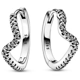 925 Silver Wave Infinity Stones Curved Feather Earring