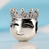 925 Silver Crown Charm Clear CZ Bead for Bracelets DIY