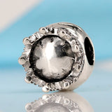 925 Silver Crown Charm Clear CZ Bead for Bracelets DIY