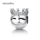 925 Silver Crown Charm Clear CZ Bead for Bracelets DIY