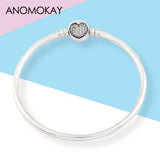 925 Silver CZ Heart Bangle Bracelet S925 Silver Bangle Jewelry Women