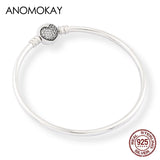 925 Silver CZ Heart Bangle Bracelet S925 Silver Bangle Jewelry Women