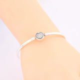 925 Silver CZ Heart Bangle Bracelet S925 Silver Bangle Jewelry Women