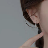 925 Silver Oval Hoop Earrings Party Jewelry