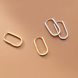 925 Silver Oval Hoop Earrings Party Jewelry