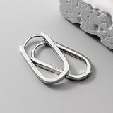 925 Silver Oval Hoop Earrings Party Jewelry